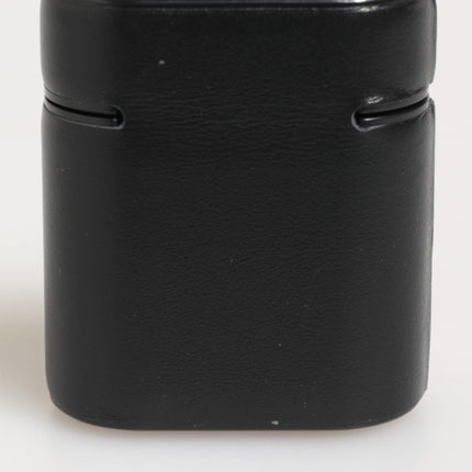 Dolce & Gabbana Black Calfskin Leather Logo Print Flip Holder Airpods Case