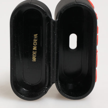 Dolce & Gabbana Black Orange Rubber Logo Embossed Accessory Airpods Case