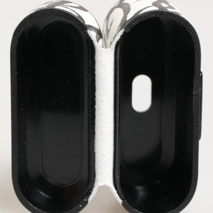 Dolce & Gabbana Black White Leather Monogram Print Logo Holder Airpods Case