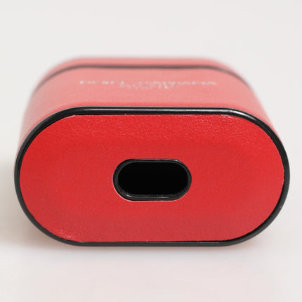 Dolce & Gabbana Red White Calfskin Leather Logo Flip Holder Airpods Case