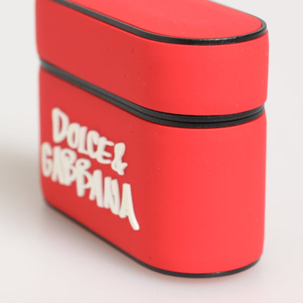 Dolce & Gabbana Red PVC DG Logo Embossed Men Flip Holder  Airpods Case