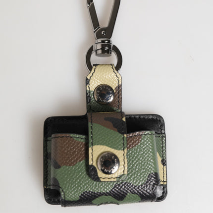 Dolce & Gabbana Multicolor Camouflage Leather Metal Accessory Airpods Case