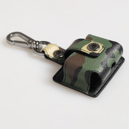Dolce & Gabbana Multicolor Camouflage Leather Metal Accessory Airpods Case