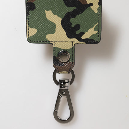Dolce & Gabbana Multicolor Camouflage Leather Metal Accessory Airpods Case