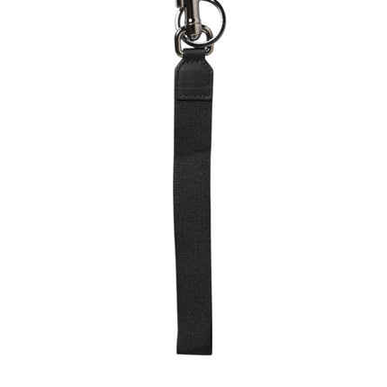 Dolce & Gabbana Black Blue DG Logo Polyester Brass Holder Keychain Keyring