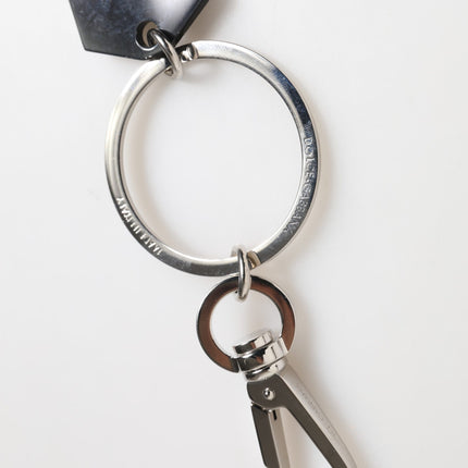 Dolce & Gabbana Black Sint Glass Plaque DG Logo Metal PlateKeychain Keyring