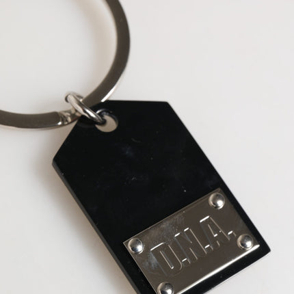 Dolce & Gabbana Black Sint Glass Plaque DG Logo Metal PlateKeychain Keyring