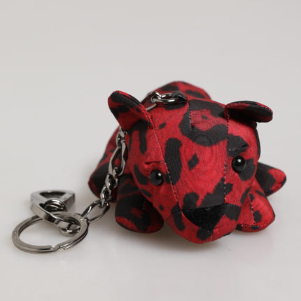 Dolce & Gabbana Red Black Polyester Animal Silhouette Bag Keychain Keyring