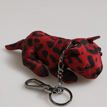 Dolce & Gabbana Red Black Polyester Animal Silhouette Bag Keychain Keyring