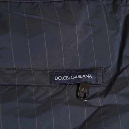 Dolce & Gabbana Navy Blue Polyester Pinstripe Men Shorts Swimwear