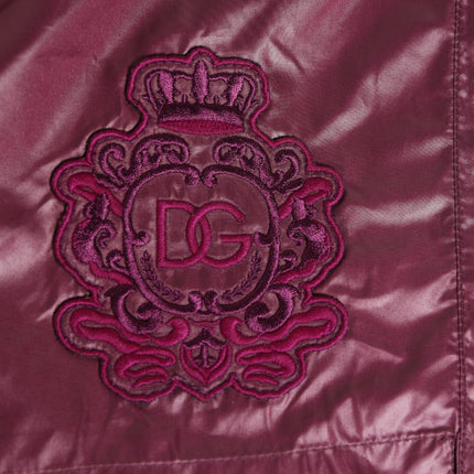 Dolce & Gabbana Burgundy Polyester Logo Embossed Crest Swimwear