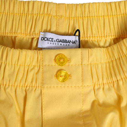 Dolce & Gabbana Yellow Cotton Elastic Waistband Short Swimwear