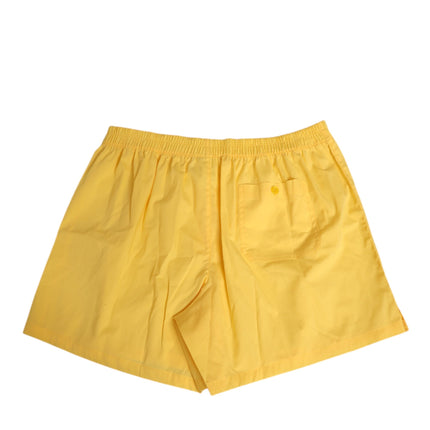 Dolce & Gabbana Yellow Cotton Elastic Waistband Short Swimwear