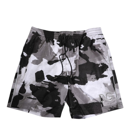 Dolce & Gabbana Black White Camouflage DG Logo Men Swimwear