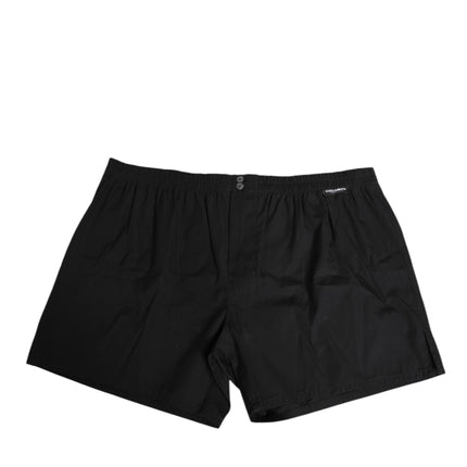 Dolce & Gabbana Black Cotton Elastic Waistband Button Swimwear