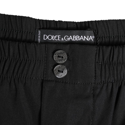 Dolce & Gabbana Black Cotton Elastic Waistband Button Swimwear