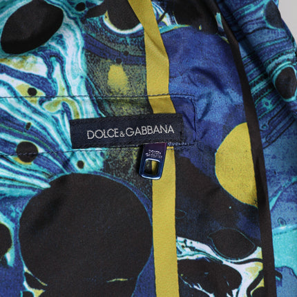 Dolce & Gabbana Blue Marble Print Logo Men Boxer Short Swimwear