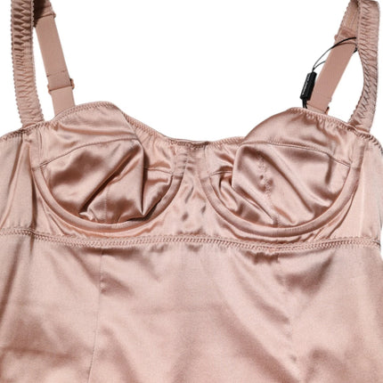 Dolce & Gabbana Blush Pink Silk Satin Bustier Midi Bodycon Dress