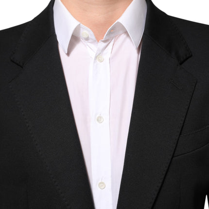 Dolce & Gabbana Dark Blue Cotton Men Jacket Coat Blazer Suit