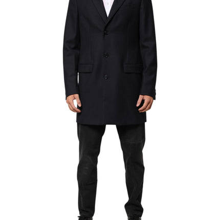 Dolce & Gabbana Dark Blue Wool Men Jacket Coat Blazer Suit