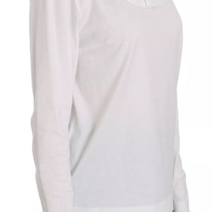 Dolce & Gabbana White Cotton Longsleeve Collared Blouse
