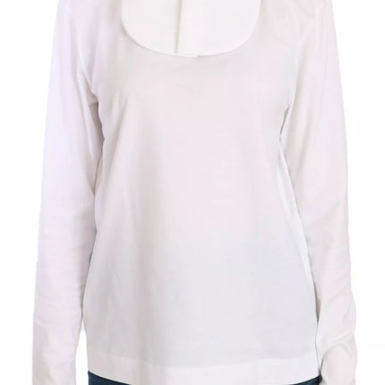 Dolce & Gabbana White Cotton Longsleeve Collared Blouse