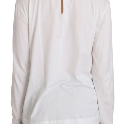 Dolce & Gabbana White Cotton Longsleeve Collared Blouse