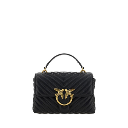 PINKO Black Calf Leather Bos Taurus Handbag