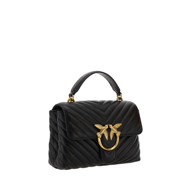 PINKO Black Calf Leather Bos Taurus Handbag