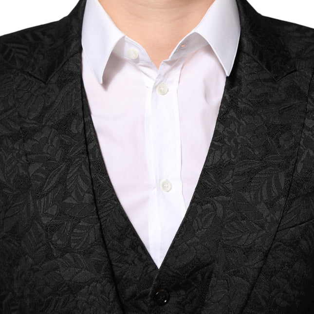 Dolce & Gabbana Black 3 Piece Brocade Jacquard Suit MARTINI