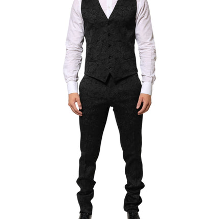Dolce & Gabbana Black 3 Piece Brocade Jacquard Suit MARTINI