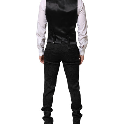Dolce & Gabbana Black 3 Piece Brocade Jacquard Suit MARTINI