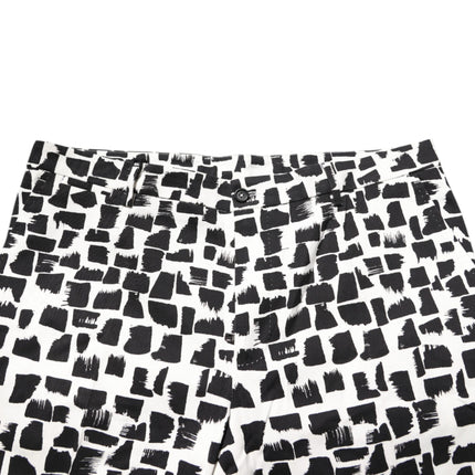 Dolce & Gabbana Black White Abstract Print Cotton Blend Pants