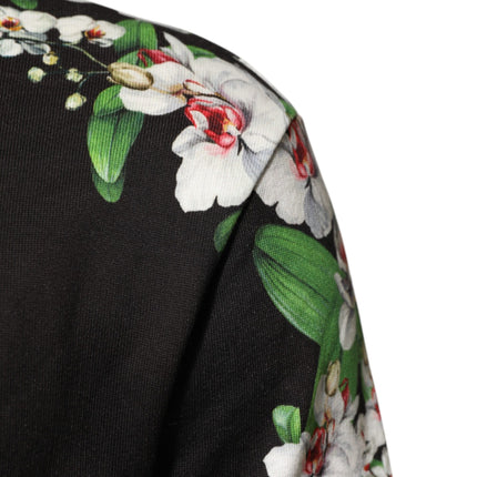 Dolce & Gabbana KING Black Orchid Floral Crown Logo Hoodie Sweater