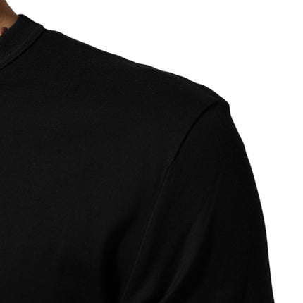 Dolce & Gabbana Black Cotton Velvet Logo Print Men T-shirt