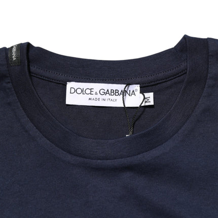 Dolce & Gabbana Dark Blue Cotton DG Logo Print Men’s Top T-shirt
