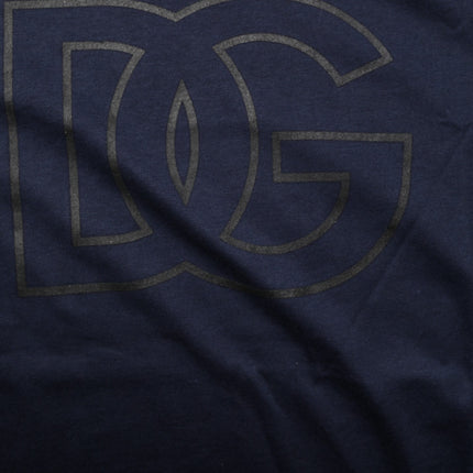 Dolce & Gabbana Dark Blue Cotton DG Logo Print Men’s Top T-shirt