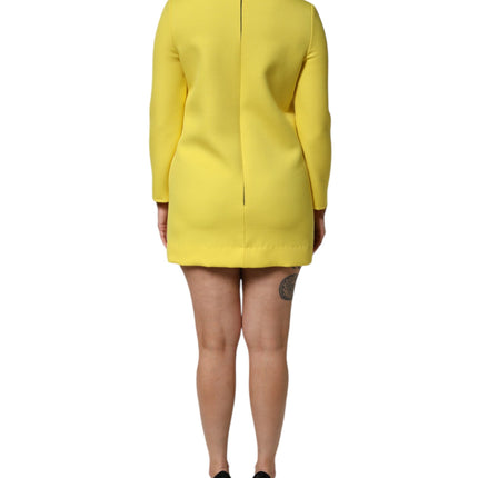 Dolce & Gabbana Yellow Viscose Acetate Mini Long Sleeve Dress
