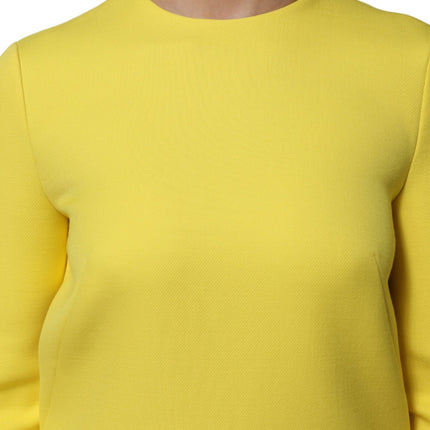 Dolce & Gabbana Yellow Viscose Acetate Mini Long Sleeve Dress