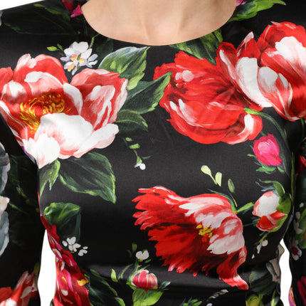 Dolce & Gabbana Black Floral Fiori Pittorici Mini Bodycon Dress