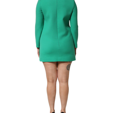 Dolce & Gabbana Green Viscose Acetate Mini Long Sleeve Dress