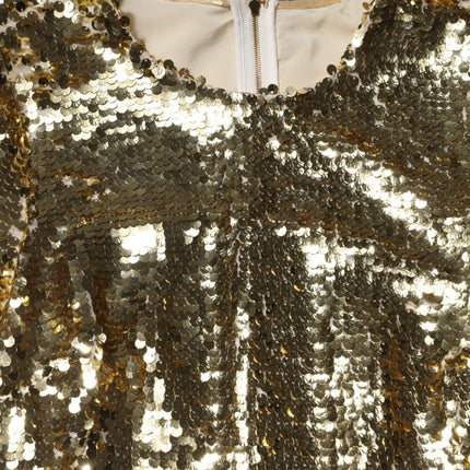 Dolce & Gabbana Gold Sequin Long Sleeve Mini Dress