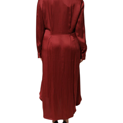 Fabiana Filippi Burgundy Acetate Viscose Satin Long Dress