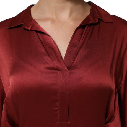Fabiana Filippi Burgundy Acetate Viscose Satin Long Dress