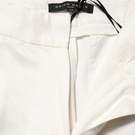 Brian Dales White Viscose Linen Wide Leg Palazzo Womens Pants