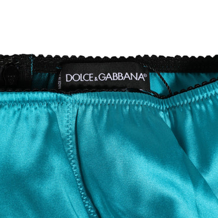 Dolce & Gabbana Aqua Green Satin High-Waist Briefs Underwear