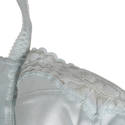Dolce & Gabbana Light Blue Silk Semi-Padded Balconette Underwear