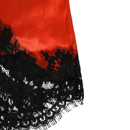 Dolce & Gabbana Red Silk Satin Lace Shorts Underwear