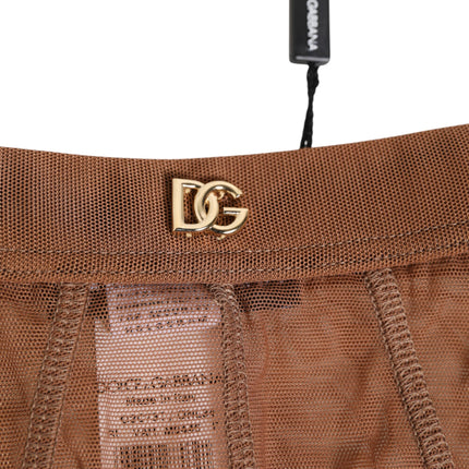 Dolce & Gabbana Brown Sheer Mesh High Waist Briefs Underwear