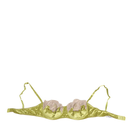 Dolce & Gabbana Lime Green Silk Satin Lace Padded Balconnet Underwear